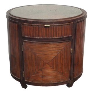 Vintage McGuire Faubourg Collection Oval Nightstand Chest With Drawer For Sale