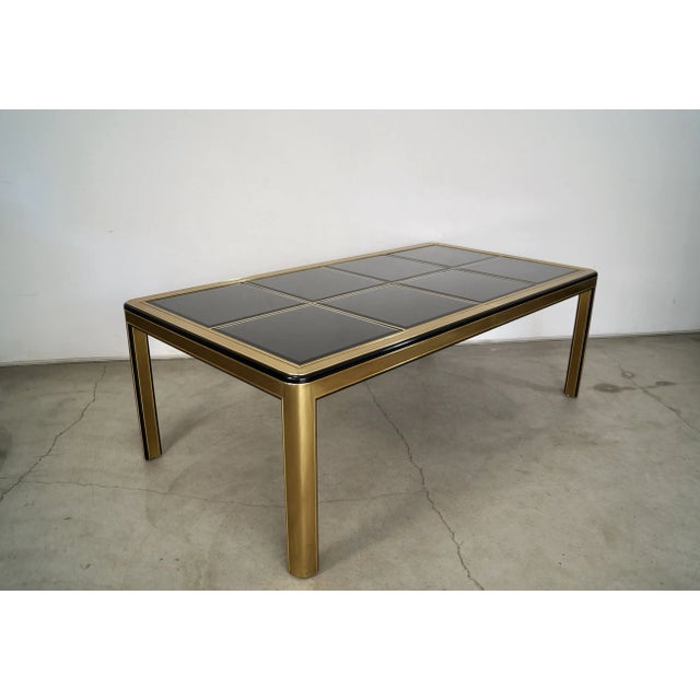 Bernhard Rohne 1970’s Mid-Century Modern Brass & Dark Glass Dining Table For Sale - Image 4 of 12