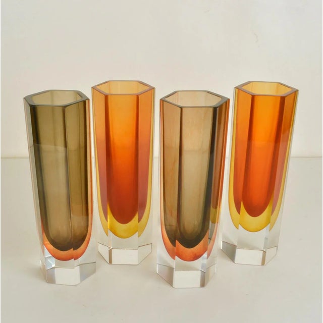 Faceted Glass Vases, Set of 4 For Sale - Image 3 of 8