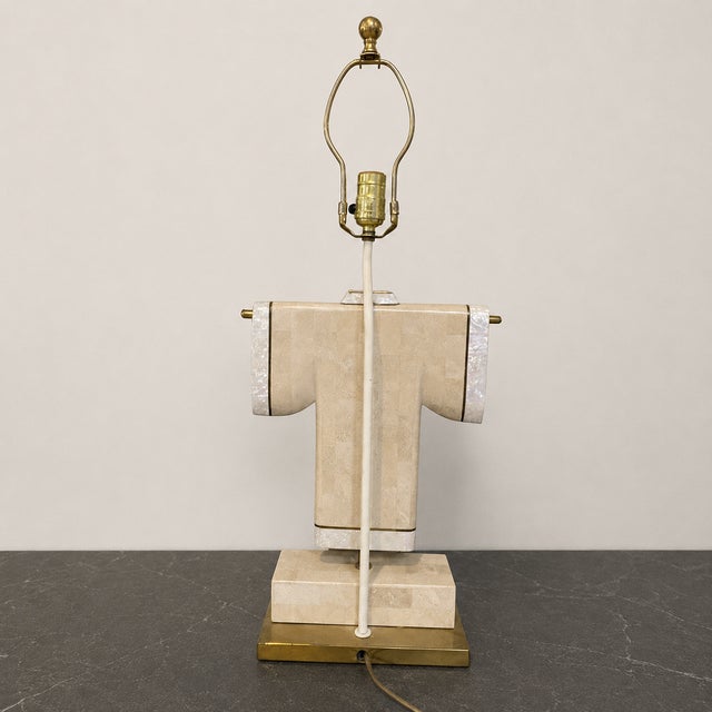 Late 20th Century 1970s Maitland-Smith Tessellated Stone & Brass Kimono Table Lamp For Sale - Image 5 of 14