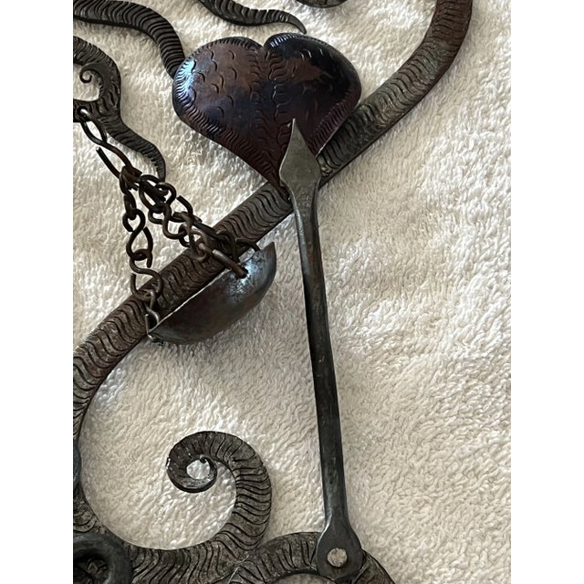 Vintage Guadalupe Hermosillo Escobar of Chiapas Hand Forge Rooftop Wrought Iron Cross For Sale - Image 9 of 12