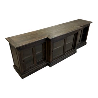 Restoration Hardware 20th Century English Slider Glass Media Console For Sale