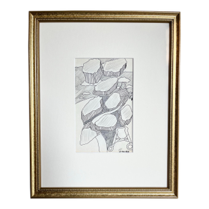 Vintage Modernist Abstract Landscape Drawing by Jewel Vintage Modernist Abstract Drawing by Jewel Haley