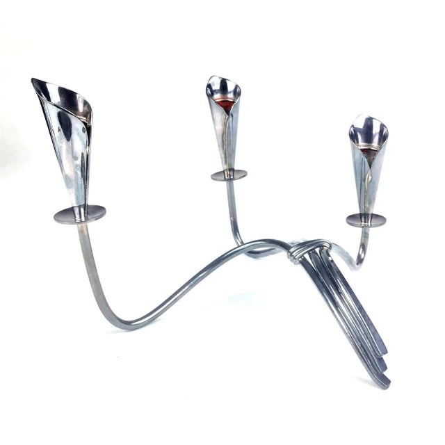 1970s Hans Jenson Silver Mid Century Modern Candle Holders For Sale In Portland, ME - Image 6 of 13