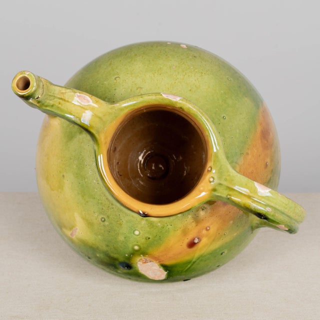 19th Century French Green Yellow Glazed Water Jug, Orjol For Sale - Image 12 of 12