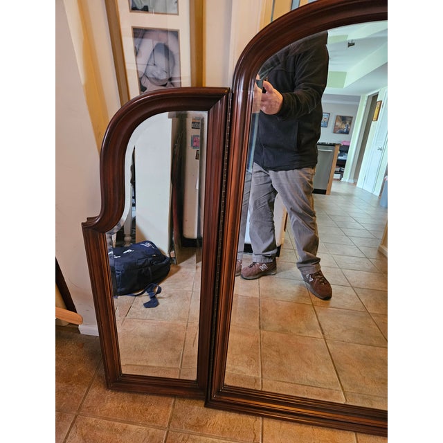 1990s Ethan Allen Georgian Court Mirror Trifold Dresser Chest Cherry Chippendale 297 For Sale - Image 11 of 13