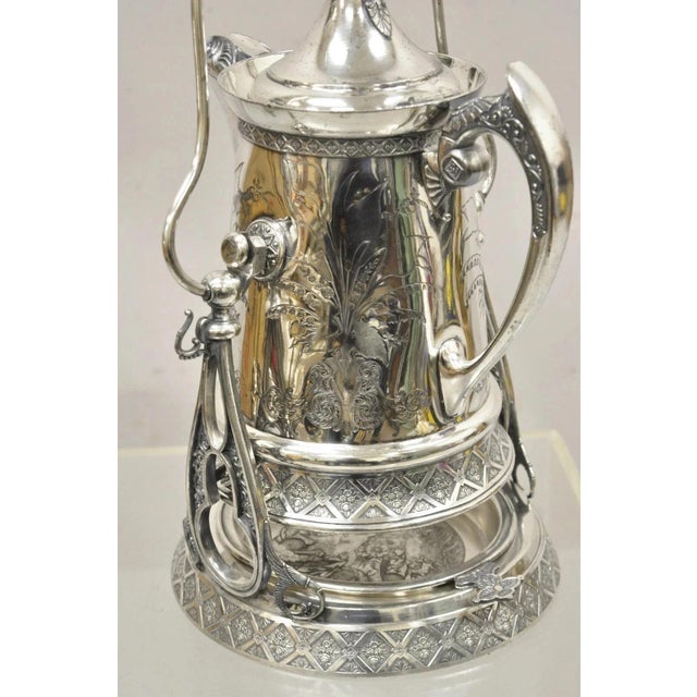Metal Antique Wilcox Silver Plate Co Victorian Porcelain Lined Tilting Coffee Tea Pot For Sale - Image 7 of 12