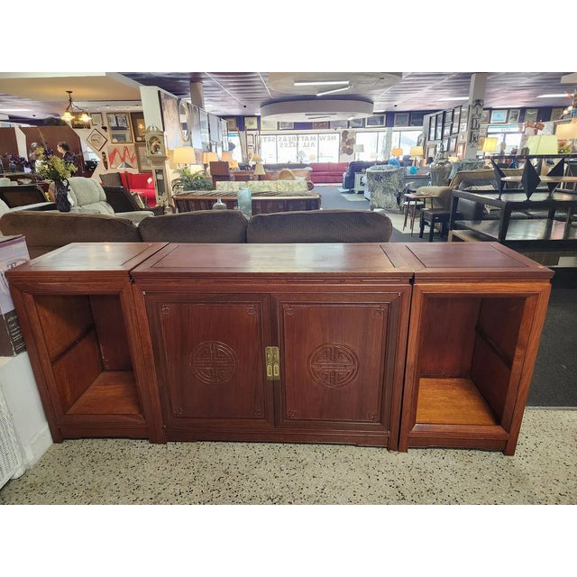 Brown 1960's George Zee Rosewood Oriental Style Stereo Cabinet For Sale - Image 8 of 17
