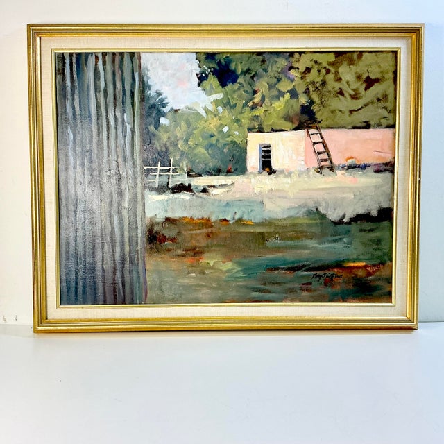 1960s Vintage Southwestern Impressionist Landscape Original Oil Painting ‘North Taos’ by Patsy Smith For Sale - Image 4 of 16