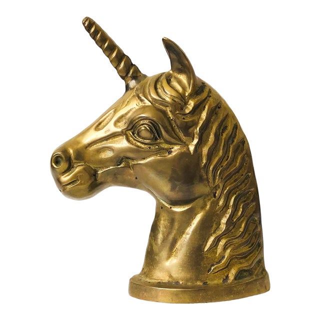 Large Brass Unicorn Head Chairish