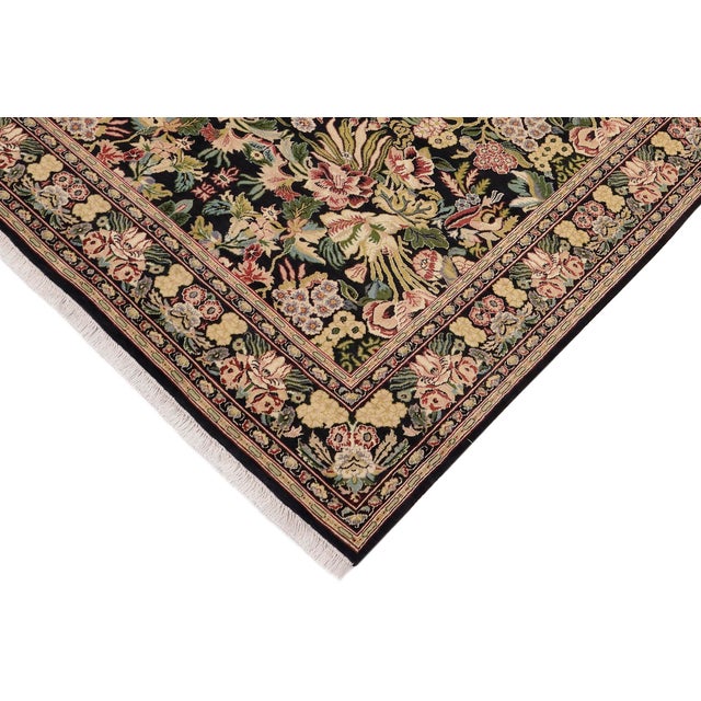 Shabby Chic Art Nouveau 1990's Pak-Persian Black/Beige Wool Rug - 6'0'' X 9'2'' For Sale - Image 3 of 9