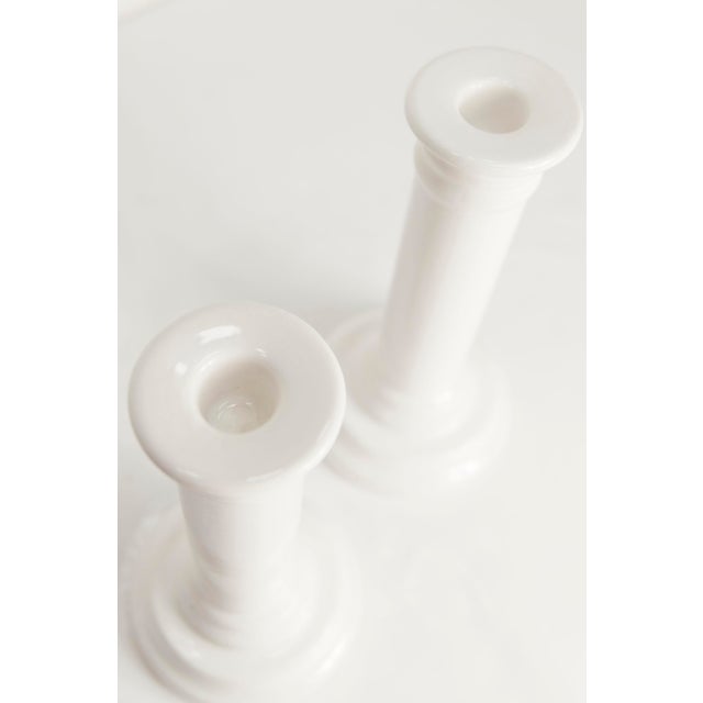 1970s White Ceramic Candlesticks, 1970s, Set of 2 For Sale - Image 5 of 7