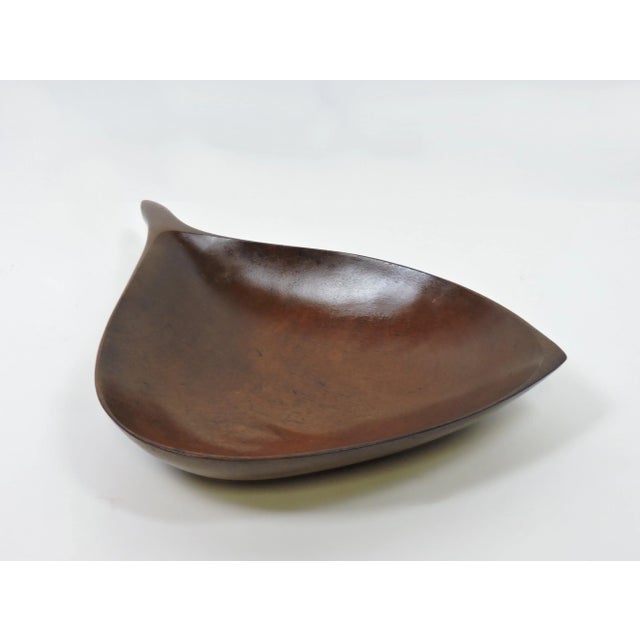 1960s Emil Milan Large Sculptural Hand Carved Bissilon Wood Serving Bowl For Sale - Image 11 of 12