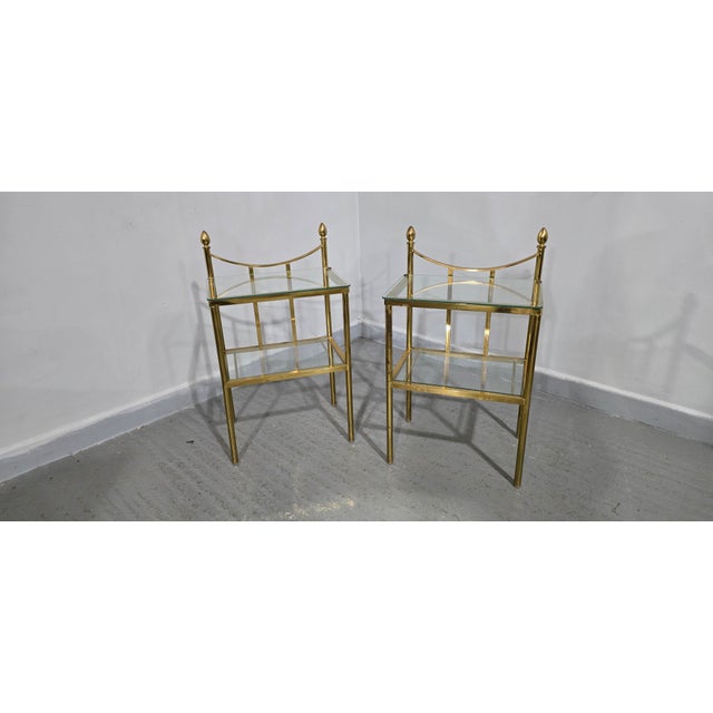 Metal Brass and Glass Side Tables, 1930, Set of 2 For Sale - Image 7 of 13