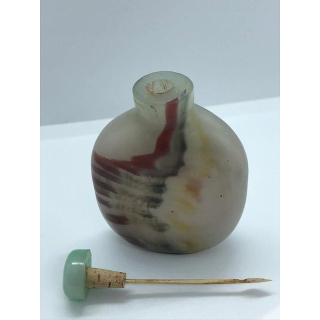 Vintage Beijing Glass Snuff Bottle With Colorful Striations For Sale - Image 12 of 13
