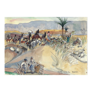 1950s Ivy Attwell Suez Canal Egyptian Watercolor