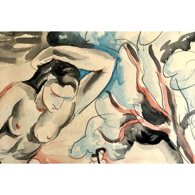 Mid-Century Modern Signed Mid-Century Post-Impressionist Watercolor, by Miki McCrossen Hayakawa (1899–1953) For Sale - Image 3 of 7