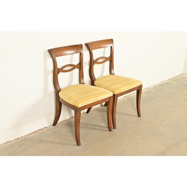 Baker Furniture Company Kindel Furniture Style Regency Carved Walnut Side Chairs or Dining Chairs, Pair For Sale - Image 4 of 13