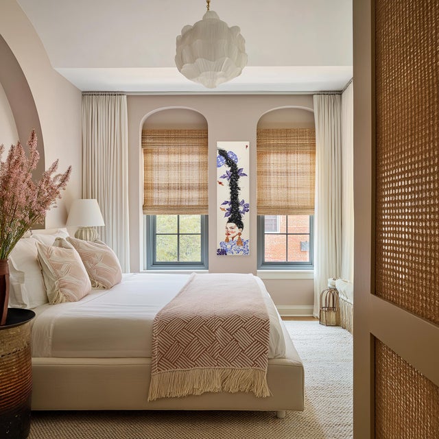 Tan Gold Earrings - Large Colorful Surrealist Figurative Feminine Portrait Painting Original Artwork by Carlos Gamez De Francisco For Sale - Image 8 of 9