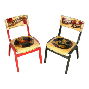 Vintage Hand Painted Child’s Chairs W Teddy Bears