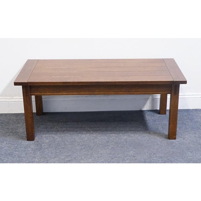 Stickley Furniture Mission Collection Solid Quarter Sawn White Oak Plank Top 46" Accent Coffee Table 89-508 For Sale In Kansas City - Image 6 of 9