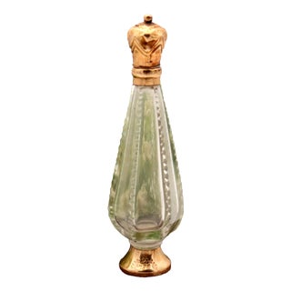 Perfume Bottle in Cut Glass with Gold Applications For Sale