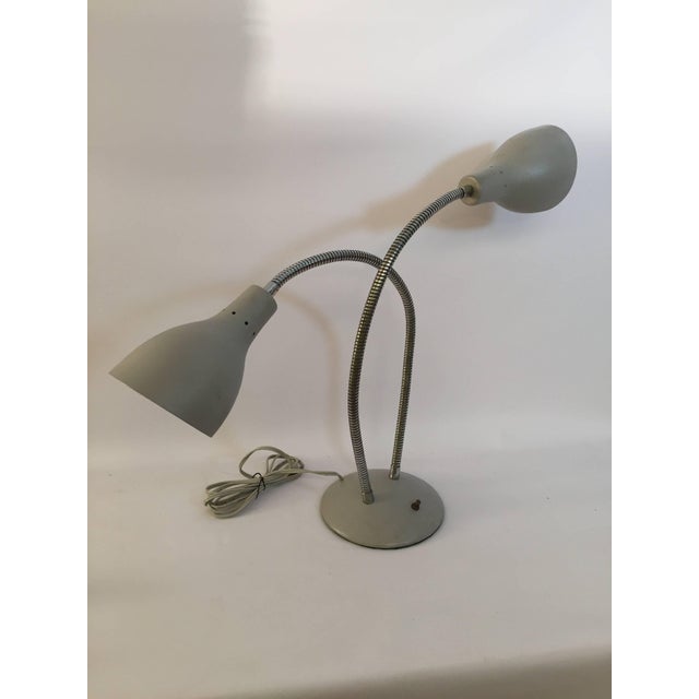 Metal Double Goose Neck Table Lamp in the Manner of Kurt Versen For Sale - Image 7 of 9