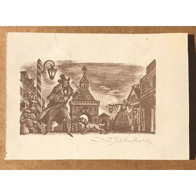 Fritz Eichenberg (1901 - 1990) lithograph illustration from the 1943 edition of Alexander Pushkin's 1833 novel "Eugene...