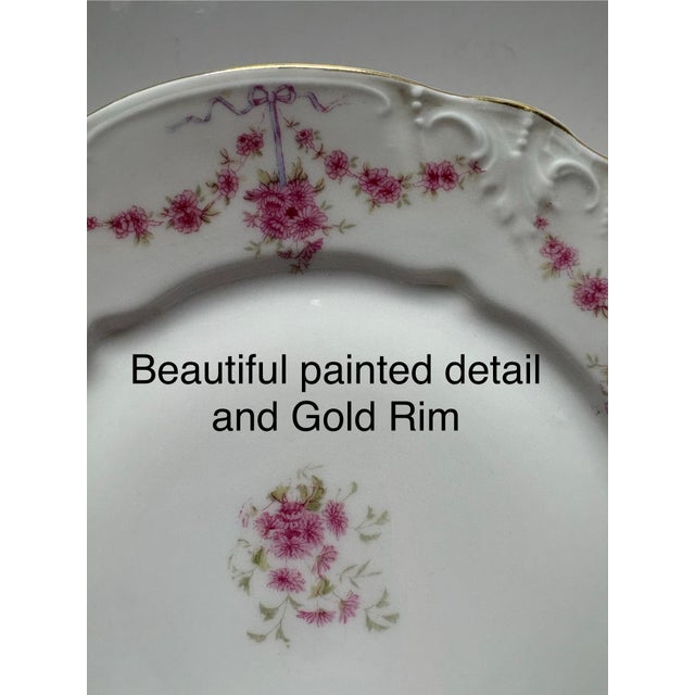 Antique German Rococo Revival 8.5” Porcelain Plate With Hand-Painted Florals & Gilt Rim Carl Tielsch For Sale - Image 4 of 5