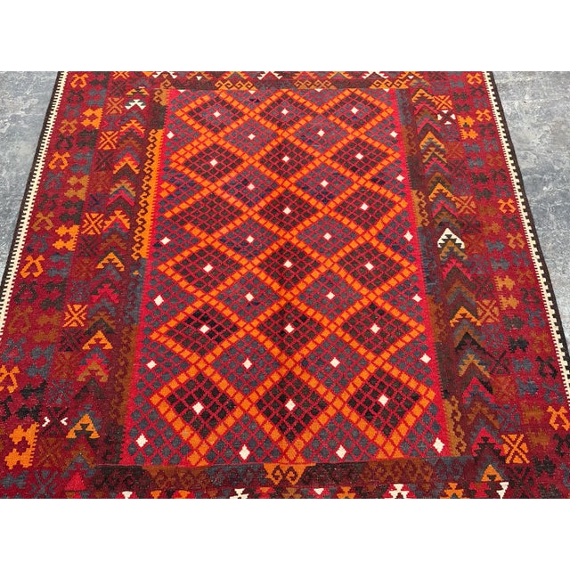 Islamic Vintage Afghan Flatweave Geometric Design Kilim For Sale - Image 3 of 7