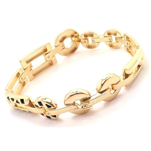 Cartier Panthere 18k Gold Black Lacquer Spot Link Bracelet Paper For Sale In Philadelphia - Image 6 of 12