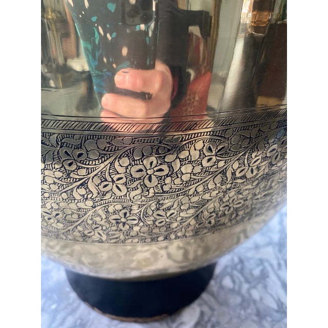 Mid Century Marbro Etched Brass Lamp For Sale - Image 9 of 10