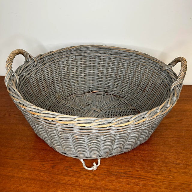 Late 20th Century Large Vintage Wicker Basket For Sale - Image 4 of 8
