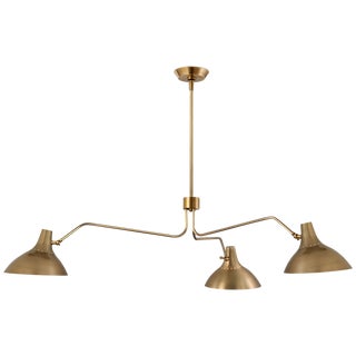 AERIN for Visual Comfort Signature Charlton Large Triple-Arm Chandelier in Hand-Rubbed Antique Brass For Sale