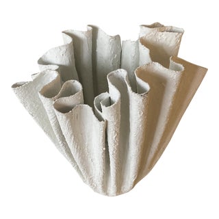 Large Fluted White Planter For Sale