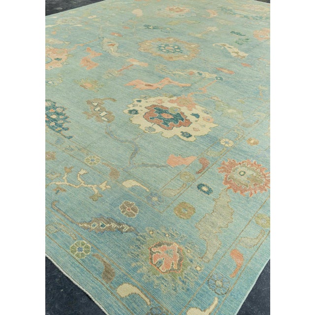 Contemporary Turkish Oushak Rug 12'2" x 15'1" For Sale - Image 3 of 4