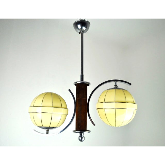 Mid-Century Modern Chrome and Wood Ceiling Lamp For Sale - Image 11 of 11