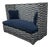 Bernhardt Interiors Marcourt Custom Navy Ikat Fabric Banquette For Sale