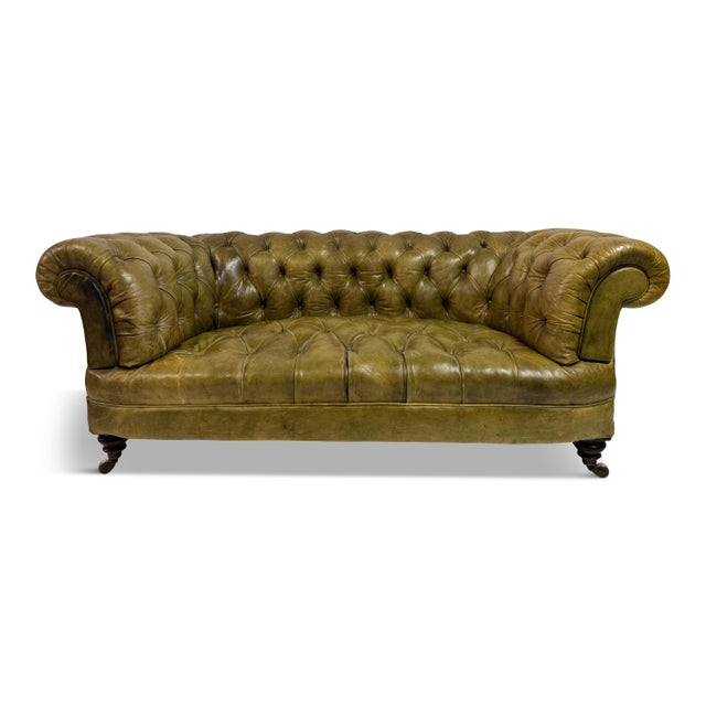 Antique Chesterfield Sofa in Patinated Leather, 1890s For Sale - Image 16 of 16