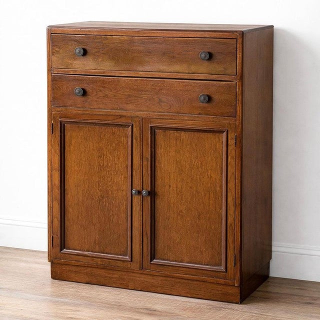 Vintage Arts and Crafts Oak Pantry Cabinet with Drawers, 1950s For Sale - Image 10 of 10
