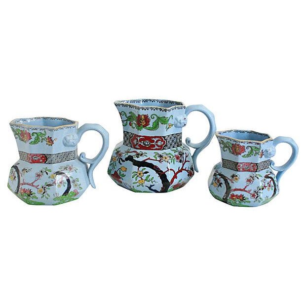 1900 - 1909 Antique Transferware Pitchers - a Set of 3 For Sale - Image 5 of 7