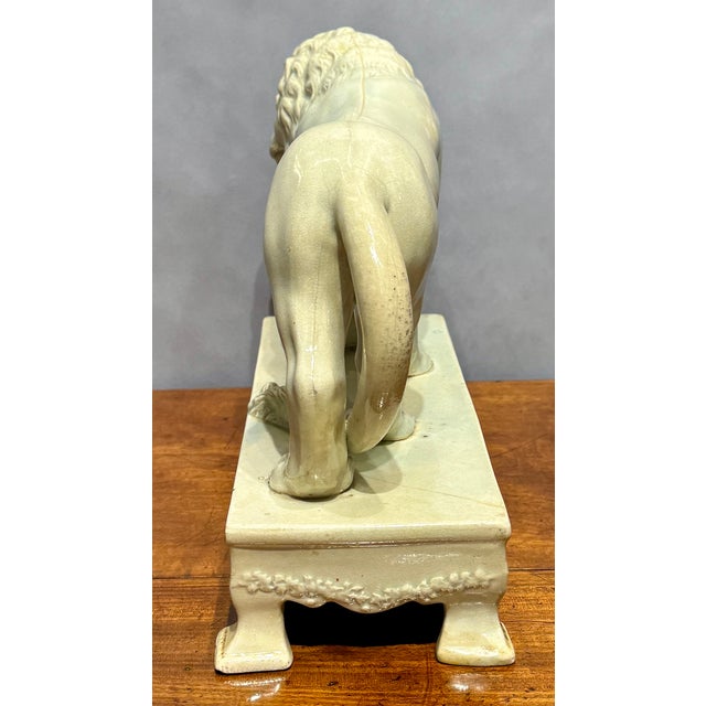 Victorian Staffordshire Pearlware Lion Figure Attributed to Sherratt, 1830 For Sale - Image 3 of 10