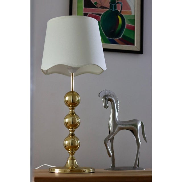 Tall Swedish Brass Bobbin Lamp, 1970s For Sale - Image 4 of 11