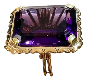 30 Carat Emerald Cut Amethyst Cocktail Ring in 14 Karat Rose Gold Bow Ring Size5