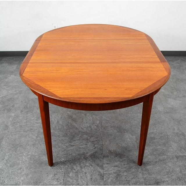 1960s Mid Century Danish Dining Table Teak Round Square Expanding Leaf Oval Denmark For Sale In Sacramento - Image 6 of 12