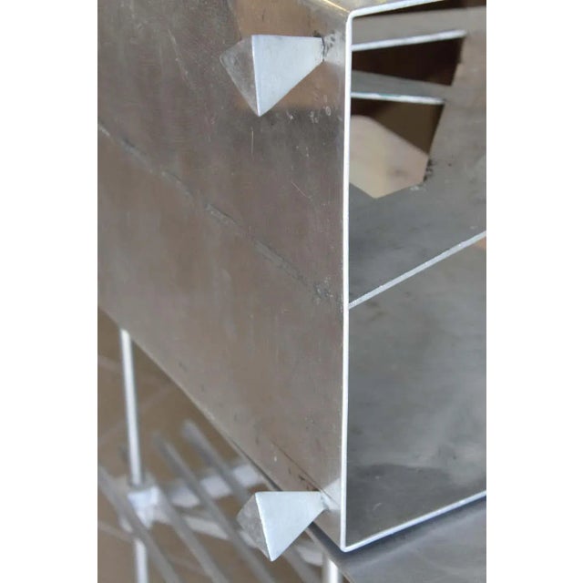 Silver 1960s Modern Aluminum Magazine / Log Holder Rack For Sale - Image 8 of 11