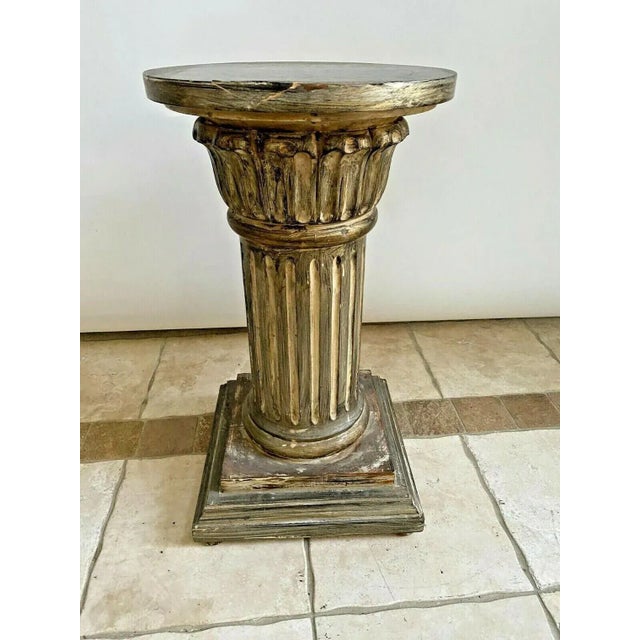 1980s Vintage Roman Style Column Bust Plant Stand Pedestal Carved Solid Wood For Sale - Image 5 of 10