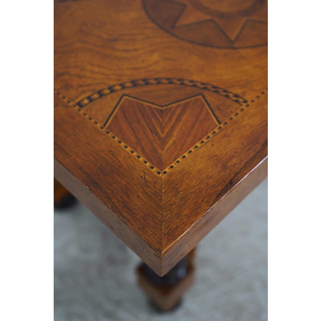 Brown Baker Highly Inlaid 1 Drawer Continental Library Table Desk For Sale - Image 8 of 12
