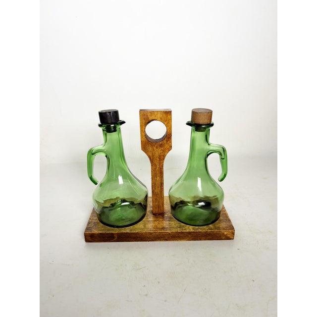 1950s Olive Wood Oil/Vinegar Bottle Holder, France, 1950, Set of 3 For Sale - Image 5 of 14