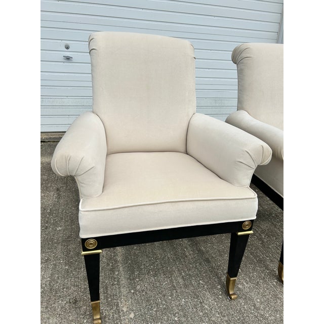 1970s 1970s Reupholstered Pair of Arm Dining Chairs for Mastercraft For Sale - Image 5 of 12